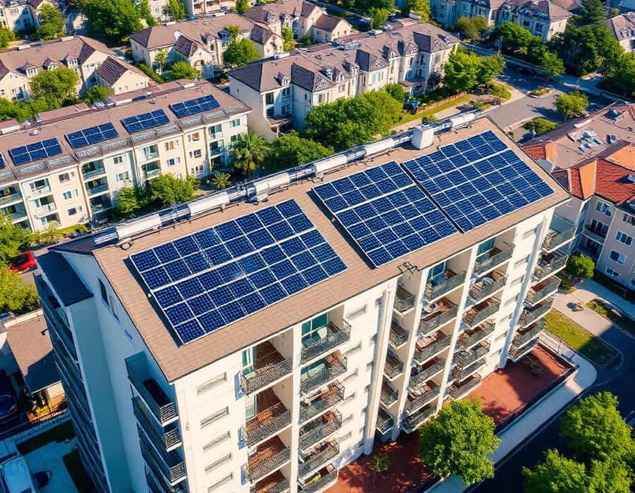 Comunidad con placas solares compartidas